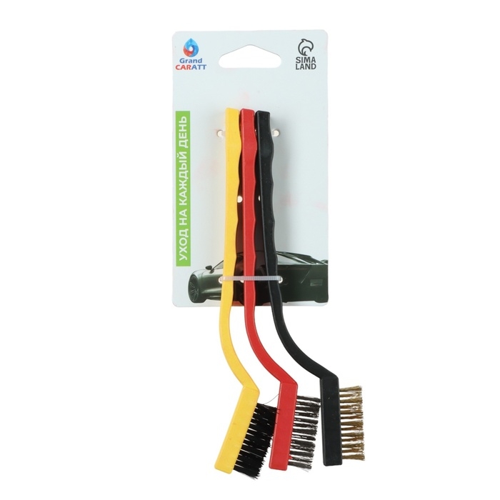 Щётка для чистки автомобиля, 17 см, металлическая щетина, микс, набор 3 шт Щётка для чистки автомобиля, 17 см, металлическая щетина, микс, набор 3 шт