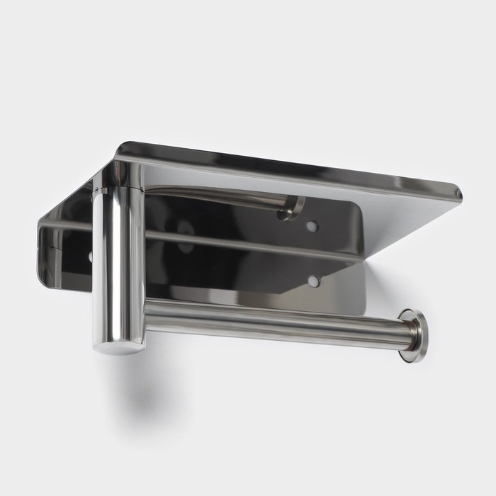 Держатель для туалетной бумаги с полочкой, 18×10×9 см, хром Держатель для туалетной бумаги с полочкой, 18×10×9 см, хром