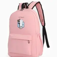 Рюкзак школьный на молнии, с карманами, с принтом, размер 30&times;12&times;43 см, розовый