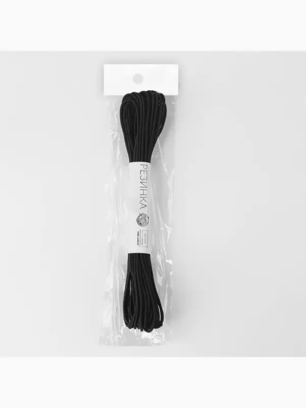 Резинка шляпная, 1 мм, 10±0.5 м, чёрная Резинка шляпная, 1 мм, 10±0.5 м, чёрная