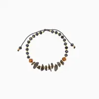 Браслет, длина 16 см, цв. синий, золотой