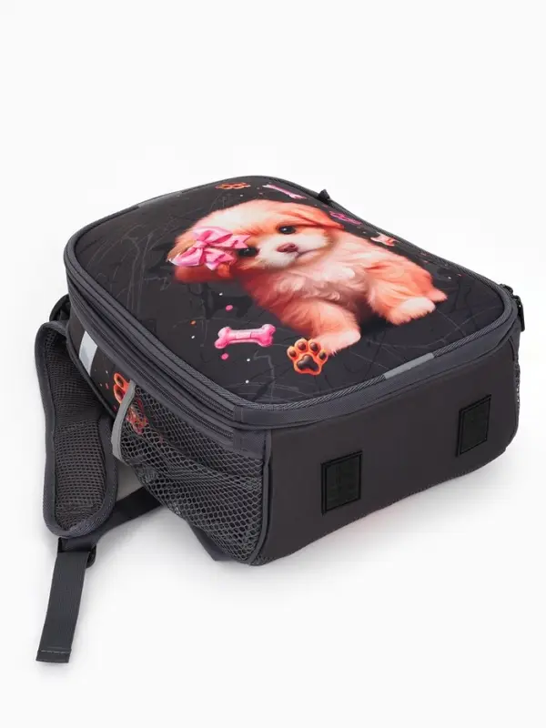 Рюкзак школьный для девочки &laquo;Щенок&raquo;, Stavia, эргономичная спинка, 30&times;16&times;38 см, серый