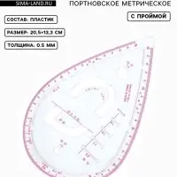 Лекало портновское метрическое &laquo;Капля&raquo;, с проймой, 20.5&times;13.3 см, s=0.5 мм, прозрачное