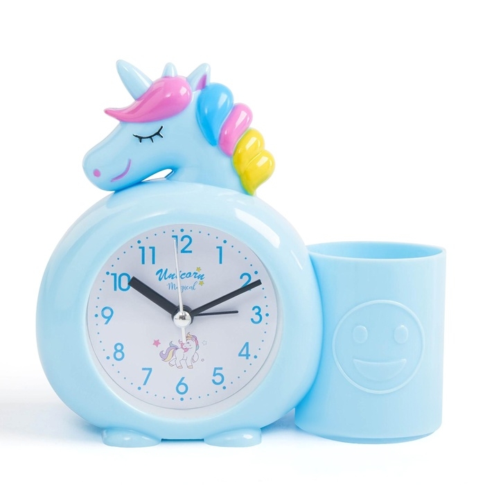 Часы - органайзер с будильником Часы - органайзер с будильником "Милый единорог", дискретный ход, d-6.5 см, 12.5 х 9 см, АА