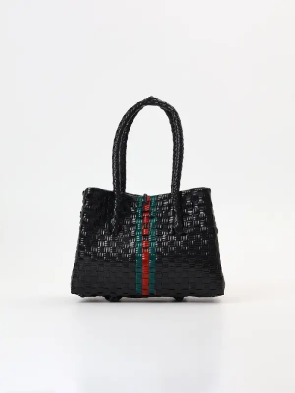 Сумка плетёная пластиковая, 23&times;11&times;30 см, чёрная