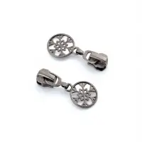 Бегунок для металлической молнии, №5, &laquo;Снежинка&raquo;, 10 шт., цвет чёрный никель