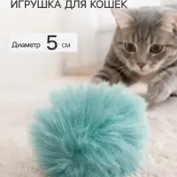 Игрушка для кошек &laquo;Меховой шарик&raquo;, 5 см, искусственный мех, мятная