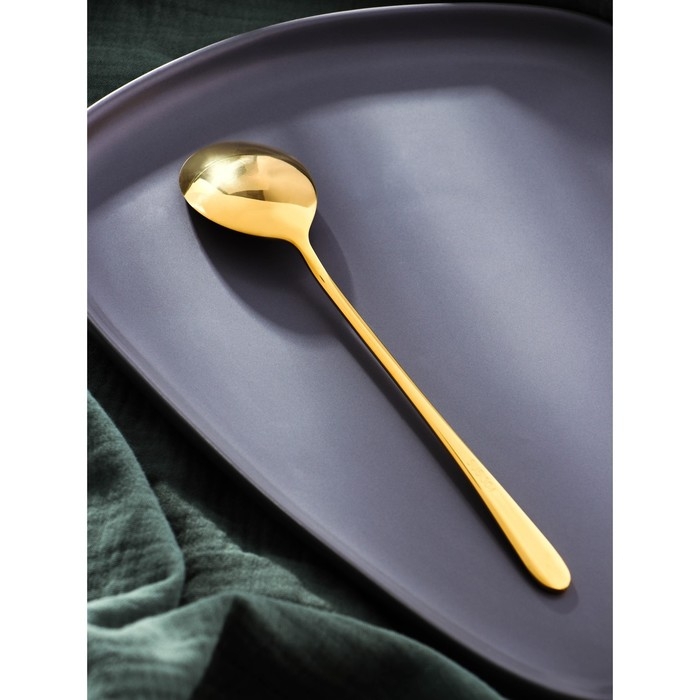 Ложка столовая из нержавеющей стали Magistro Elegance, длина 21 см, на подвесе, толщина 2 мм, цвет золотой Ложка столовая из нержавеющей стали Magistro Elegance, длина 21 см, на подвесе, толщина 2 мм, цвет золотой
