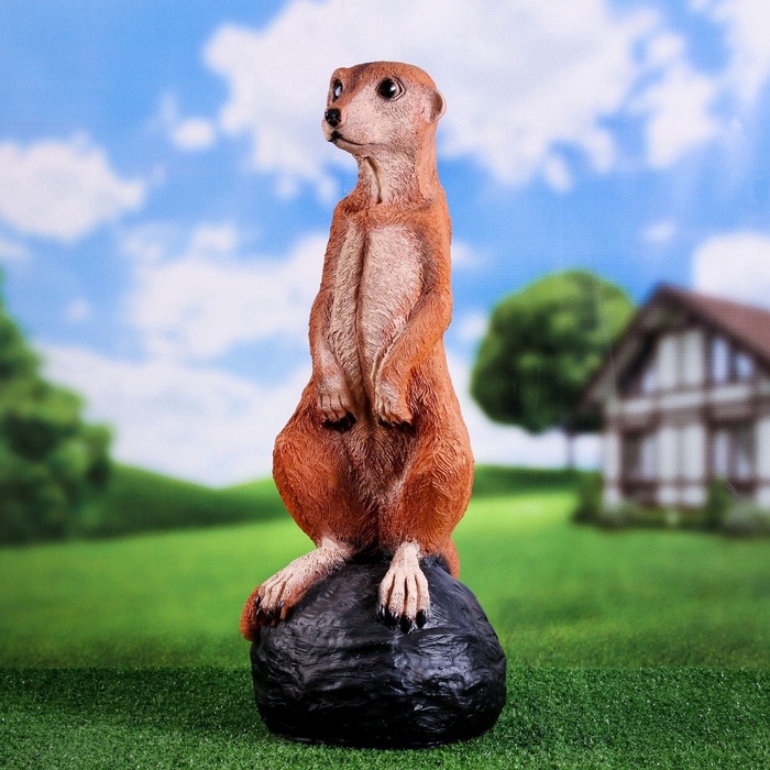 Садовая фигура из полистоуна «Большой сурикат на камне», 60×24×22 см