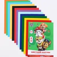 Цветной картон гофрированный, А4, 12 листов, 12 цветов, немелованный, двусторонний, в папке, 230 г/м&sup2;, &laquo;Щенки&raquo;