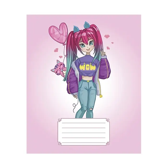 Тетрадь 18 листов в клетку Calligrata "Аниме 07", обложка мелованная бумага, ВД-лак, блок офсет, белизна 95%, МИКС