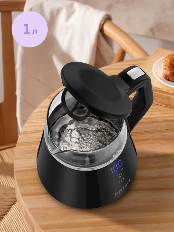 Чайник электрический с терморегулятором КТ-6696 - 1 л Чайник электрический с терморегулятором КТ-6696 - 1 л