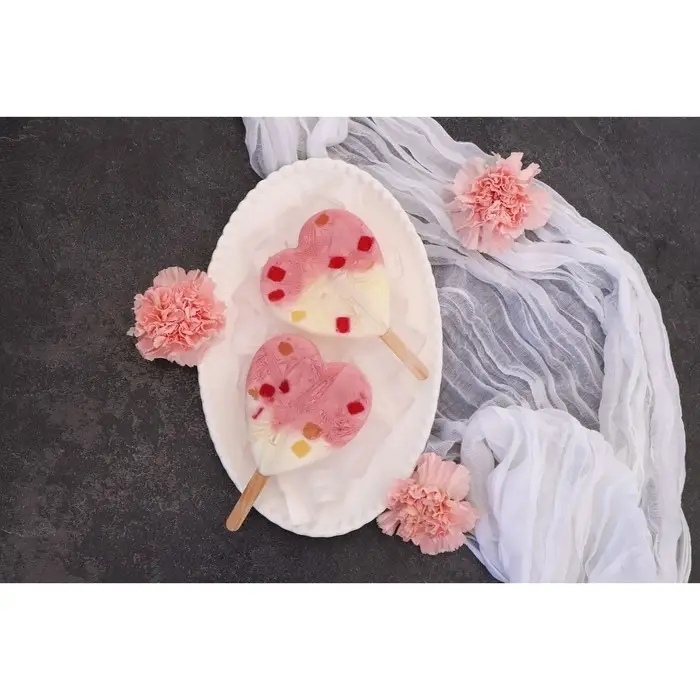 Форма для мороженого &laquo;Сердечко&raquo;, силикон, 19.5&times;14&times;2.5 см, 2 ячейки (8.4&times;9 см), МИКС