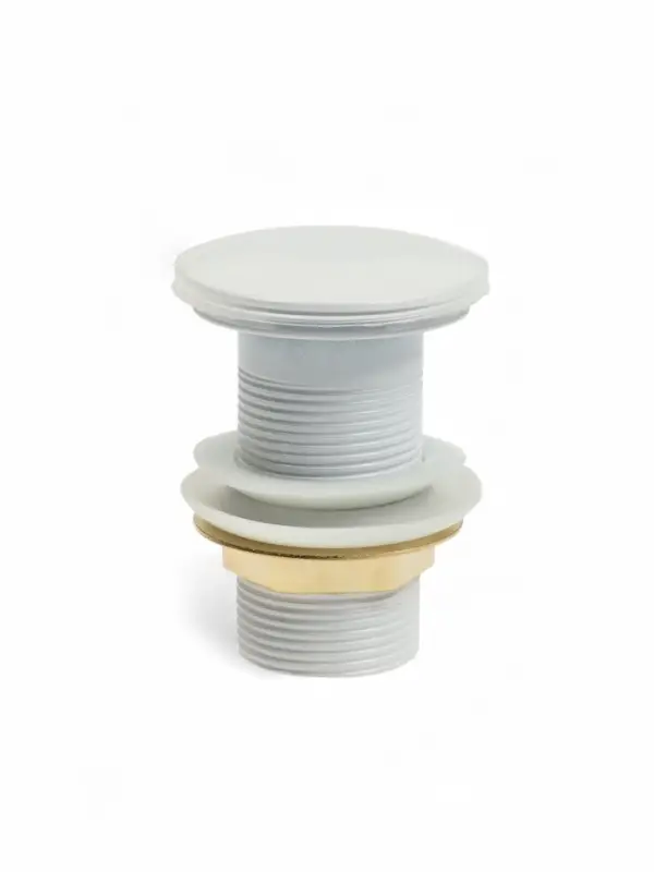 Донный клапан ZEIN engr, большая кнопка, без перелива, нержавеющая сталь, белый