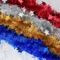 Мишура новогодняя &laquo;Зимнее волшебство. Марс&raquo;, звёзды d=6 см, 200 см, МИКС
