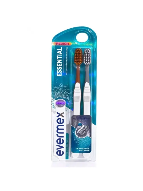 Зубная щётка Evermex Essential, средней жёсткости, 2 шт.