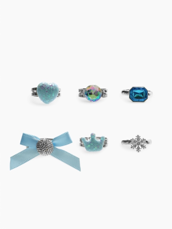 Кольца детские Кольца детские "Выбражулька" набор 6шт,зимняя принцесса ассорти, форма и цвет МИКС, б-р