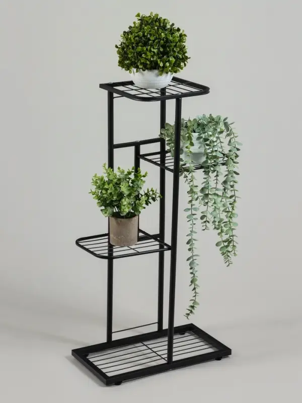 Подставка для цветов Greengo, 4 полки, 43&times;22&times;82 см, напольная, металл, чёрная