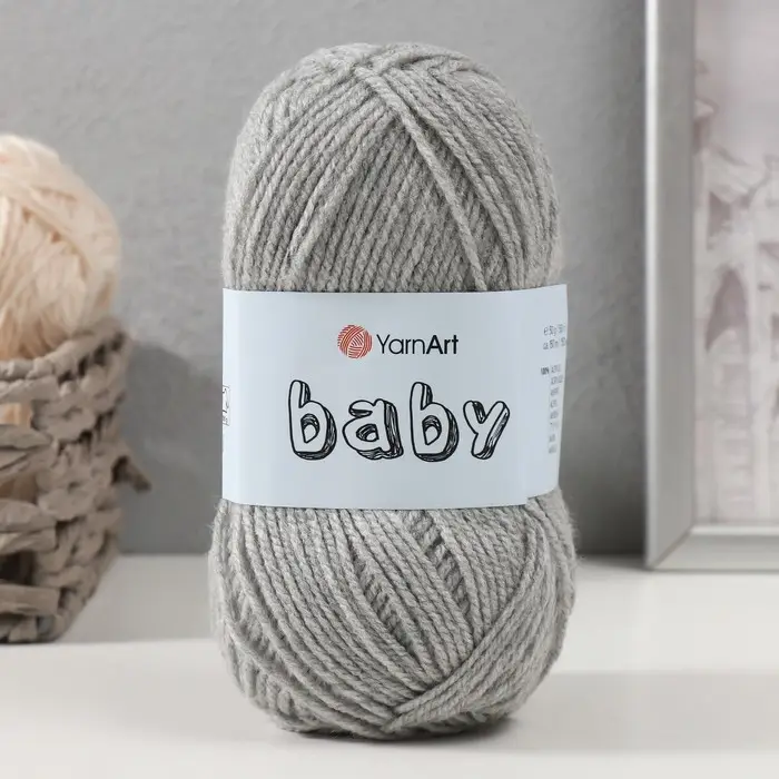 Пряжа для вязания спицами, крючком YarnArt, Baby, 100% акрил, 150 м/50 г, (195 серый) Пряжа для вязания спицами, крючком YarnArt, Baby, 100% акрил, 150 м/50 г, (195 серый)