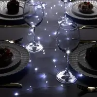 Гирлянда &laquo;Мишура&raquo; 5 м, роса, IP20, серебристая нить, 100 LED, свечение белое, USB