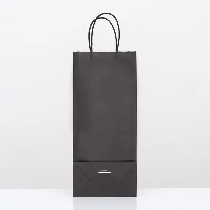 Пакет крафт под бутылку, чёрный,14×8×32 см Пакет крафт под бутылку, чёрный,14×8×32 см