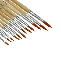 Кисти для рисования, нейлон, 12 штук: № 1, 2, 3, 4, 5, 6, 7, 8, 9, 10, 11, 12, круглые, деревянная ручка, международный размер