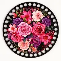 Донышки для вязания 2 в 1 &laquo;Букет цветов&raquo;, круг 15 см, хдф 3 мм