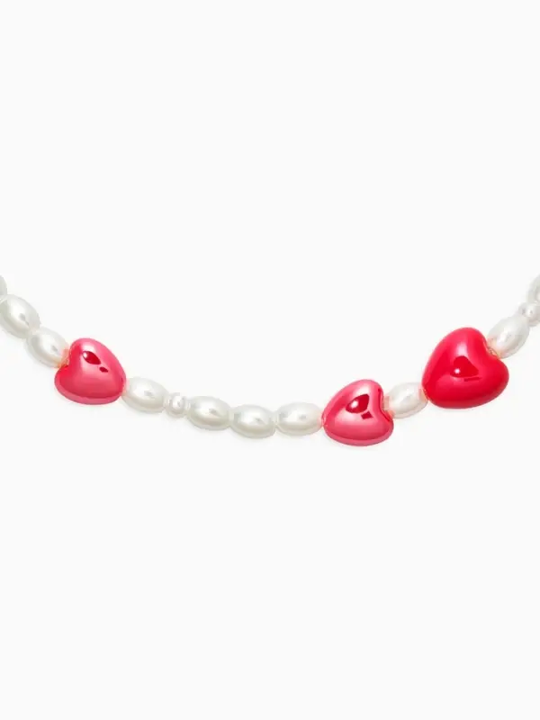 Бусы жемчуг &laquo;Сердце&raquo; керамика, цвет красно-белый, L=40см
