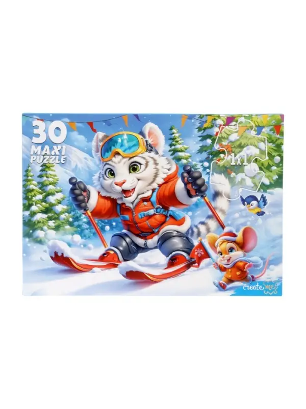 Макси-пазл 30 эл. "Тигр на лыжах" ПМ30-7582