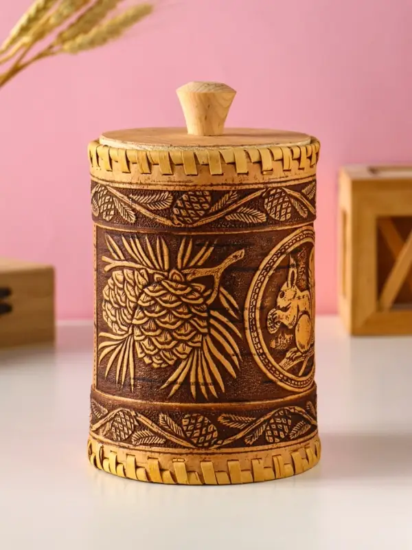 Туес с кантами Туес с кантами "Лесная красавица" D10смхH(с хватком)17см, береста