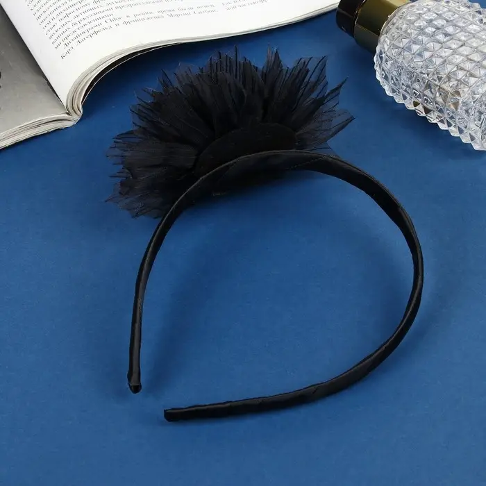 Ободок для волос «Школьница», галант полоски, d=10 см, 1 см, чёрный Ободок для волос «Школьница», галант полоски, d=10 см, 1 см, чёрный