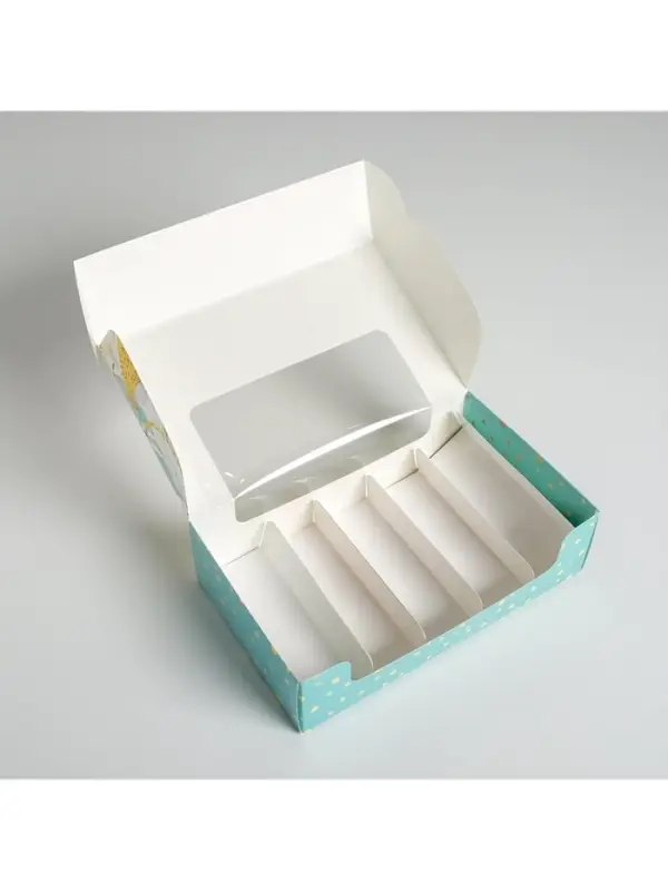 Коробка для эклеров, кондитерская упаковка, 5 вкладышей, &laquo;Для тебя&raquo;, 25.2&times;15&times;7 см