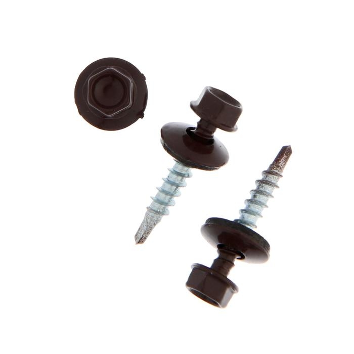 Саморезы кровельные ТУНДРА krep с буром 4.8x28 мм, темно-коричневый 60 шт. Саморезы кровельные ТУНДРА krep с буром 4.8x28 мм, темно-коричневый 60 шт.