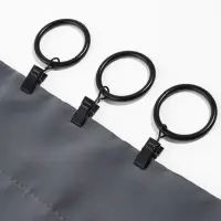 Кольцо для карниза, с зажимом, d=32/40 мм, 10 шт., чёрное