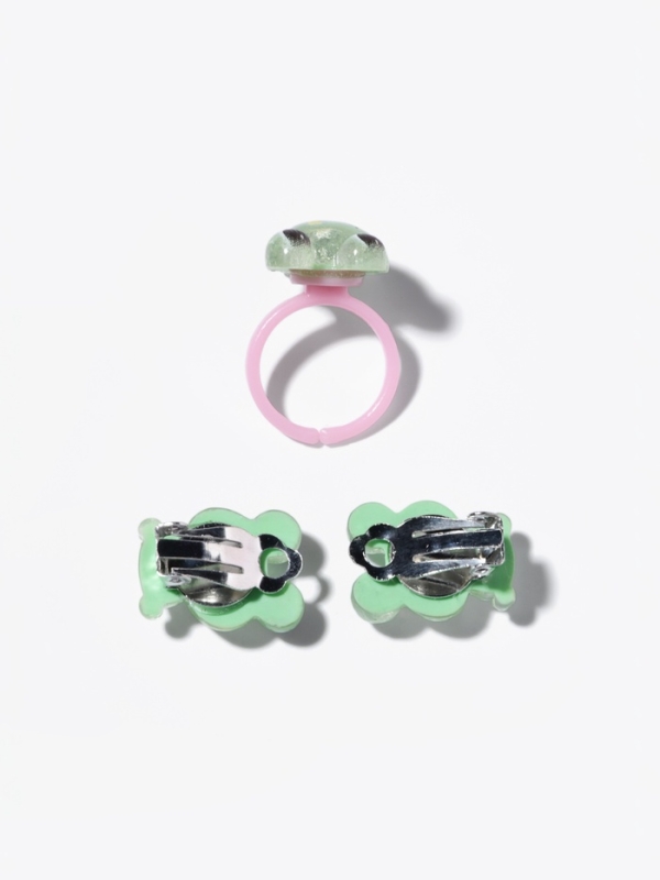 Набор детский Набор детский "Выбражулька" 2 предмета: клипсы, кольцо, лягушка, цвет зеленый