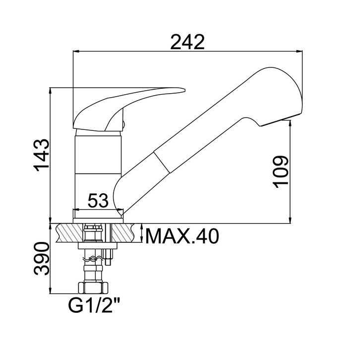 Смеситель для кухни Accoona A5440, однорычажный, с вытягивающейся лейкой, хром Смеситель для кухни Accoona A5440, однорычажный, с вытягивающейся лейкой, хром