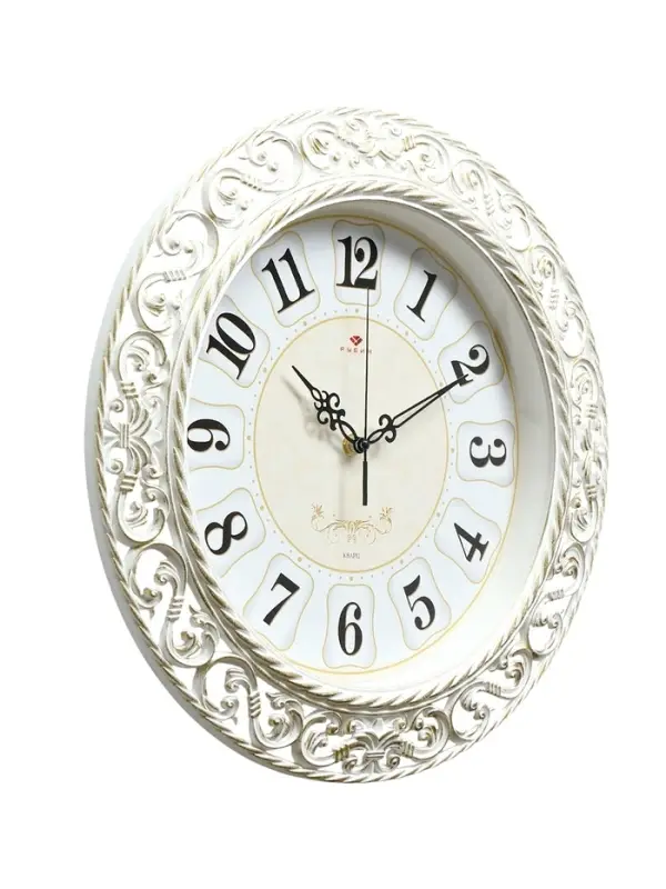 Часы настенные классические, бесшумные, плавный ход, d=39.5 см, белые, от батарейки 1&times;АА