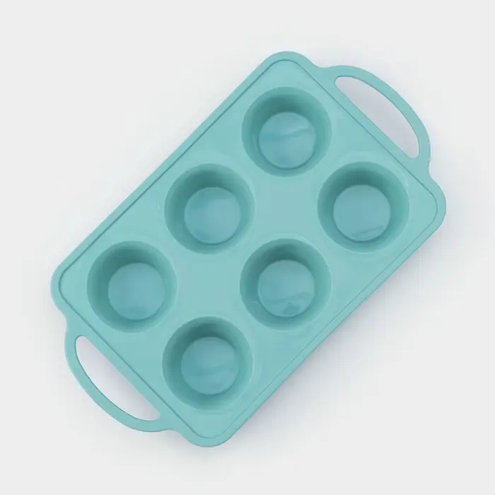 Форма для выпечки &laquo;Фигуры. Круг&raquo;, 32.5&times;18.5&times;4 см, 6 ячеек, (7&times;7&times;4 см), бирюзовая