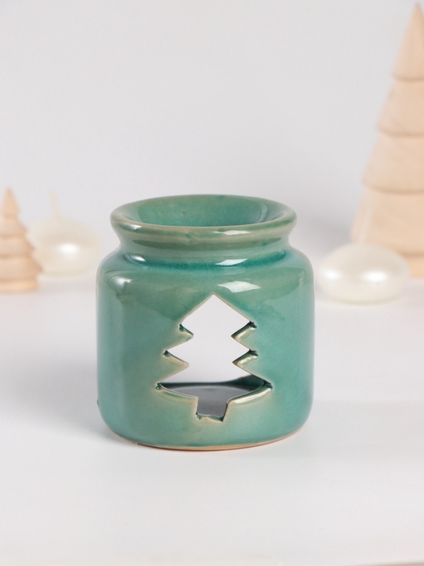 Набор: аромалампа для эфирных масел, мелтсы из воска ароматические «Ёлочка», зелёная, 7.5×7.5×8 см Набор: аромалампа для эфирных масел, мелтсы из воска ароматические «Ёлочка», зелёная, 7.5×7.5×8 см