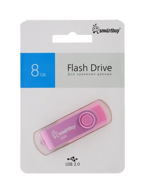 Флешка Smartbuy Twist, 8 Гб, USB 2.0, чтение до 25 Мб/с, запись до 15 Мб/с, розовая Флешка Smartbuy Twist, 8 Гб, USB 2.0, чтение до 25 Мб/с, запись до 15 Мб/с, розовая