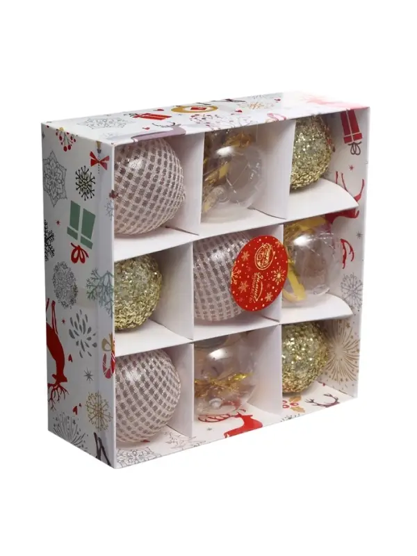 Ёлочные игрушки &laquo;Капризы зимы&raquo;, шары новогодние, d=6 см, 9 шт. золото