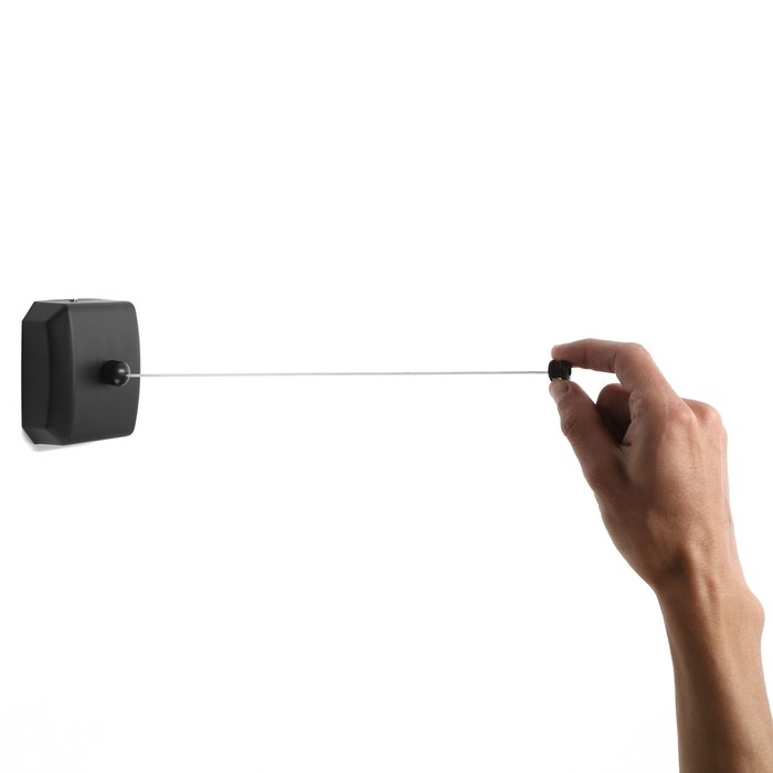 Настенная сушилка для белья ТУНДРА, нейлоновый вытяжной трос 2.8 м. до 3 кг, цвет черный