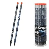 Карандаш чернографитный ErichKrause Techno Dino, трехгранный, с ластиком HB, в тубусе, МИКС
