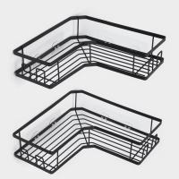 Набор угловых полок для ванной, 2 шт, цвет черный