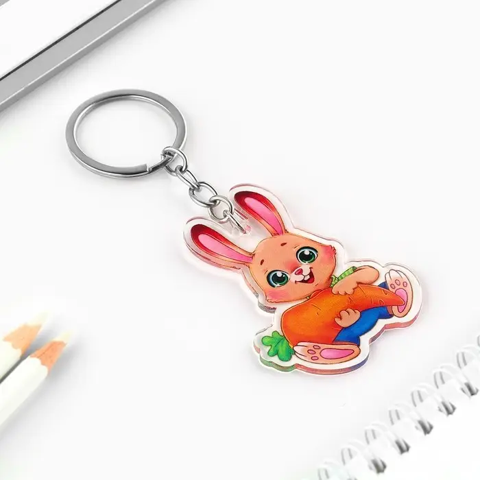 Брелок для ключей детский акриловый «Зайка», 3,5 х 10 см
