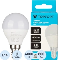 Лампа светодиодная Topfort E14 10W 4000K шар