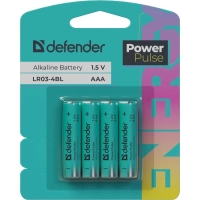 Батарейка DEFENDER алкалин. LR03-4BL/ LR03-4S&nbsp; ААА блист 4шт/уп PowerPulse