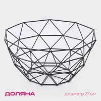 Фруктовница Доляна &laquo;Геометрия&raquo;, 27&times;27&times;14 см, чёрная