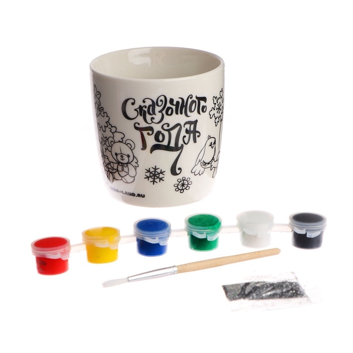 Кружка под раскраску на новый год «Сказочного праздника» 300 мл, набор для творчества Кружка под раскраску на новый год «Сказочного праздника» 300 мл, набор для творчества