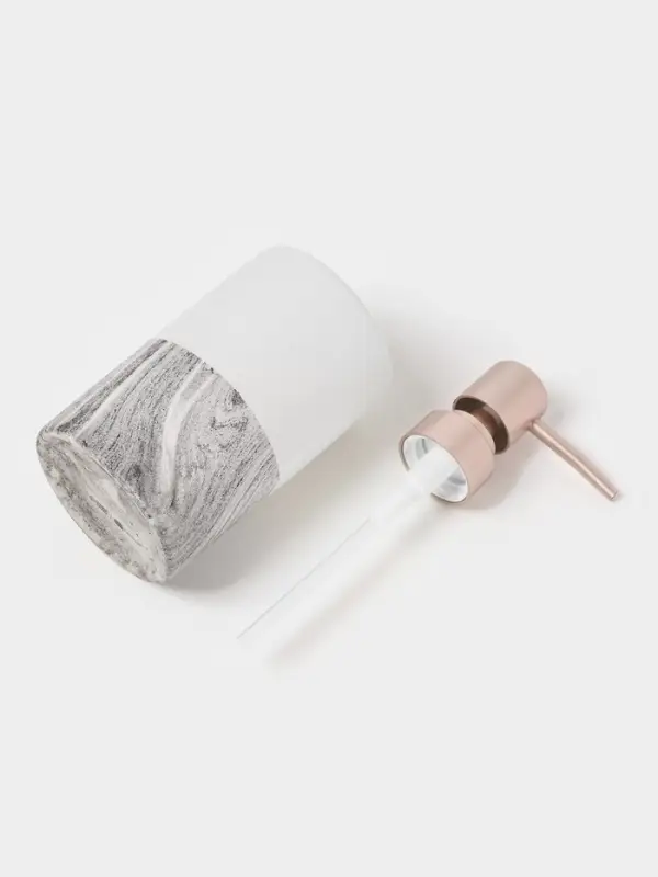 Аксессуары для ванной SAVANNA Stone gray, 4 предмета, дозатор для мыла 390 мл, 2 стакана, мыльница, белые